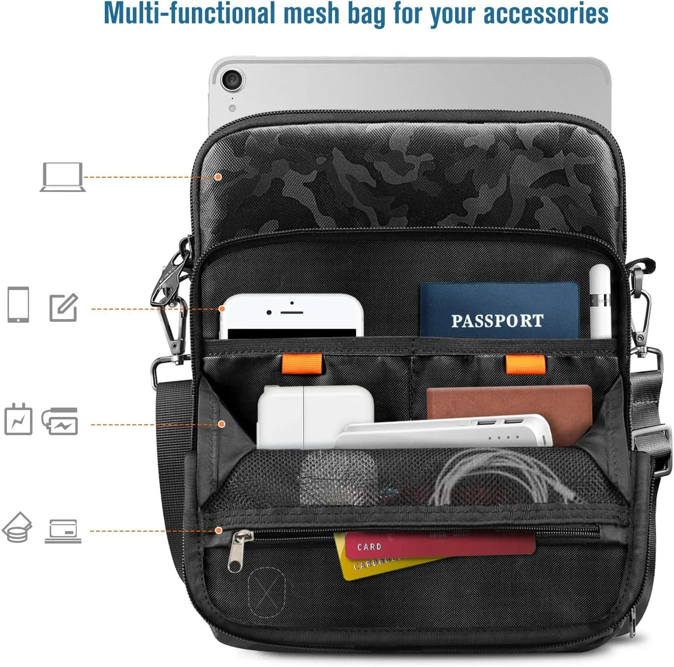 FINTIE 11 Inch Tablet Sleeve Case, Briefcase Shoulder Bag for 11" iPad (A16) 2025, Air M3 M2 2025/2024, 10.9" iPad 10th Gen, 10.9" Air 5/4, Galaxy Tab, Camouflage Black