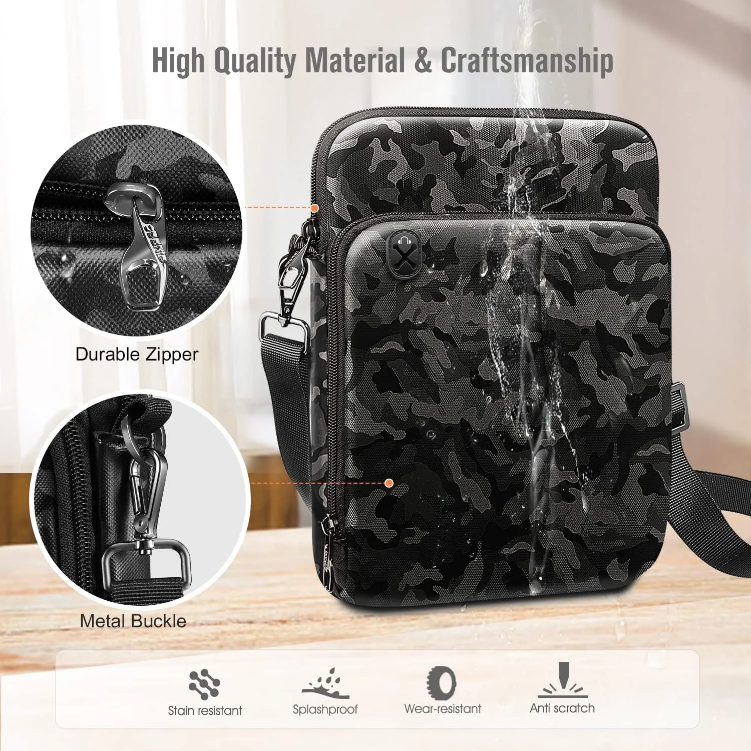FINTIE 11 Inch Tablet Sleeve Case, Briefcase Shoulder Bag for 11" iPad (A16) 2025, Air M3 M2 2025/2024, 10.9" iPad 10th Gen, 10.9" Air 5/4, Galaxy Tab, Camouflage Black