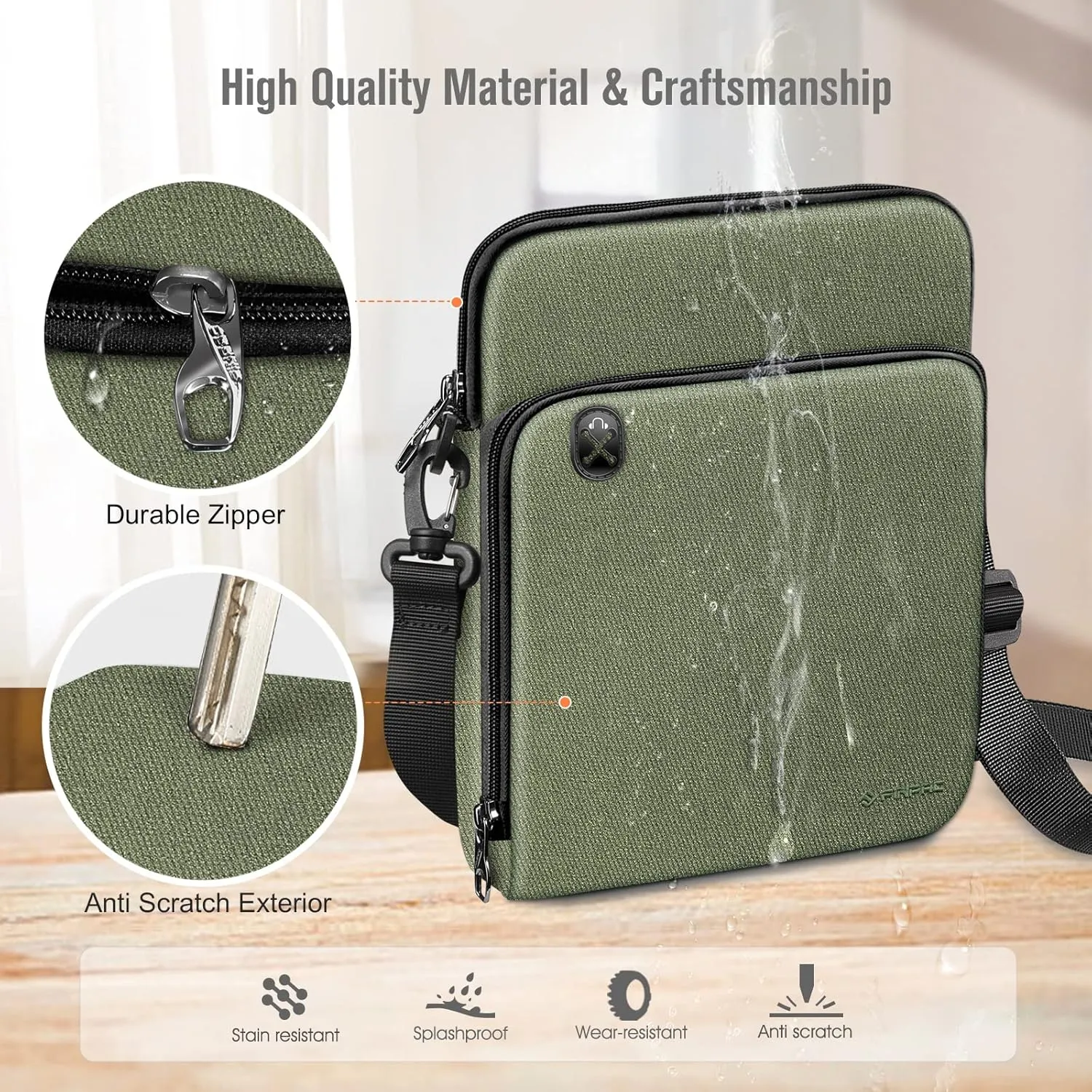FINTIE 11 Inch Tablet Sleeve Case, Briefcase Shoulder Bag for 11" iPad (A16) 2025, Air M3 M2 2025/2024, 10.9" iPad 10th Gen, 10.9" Air 5/4, Galaxy Tab, Moss Green
