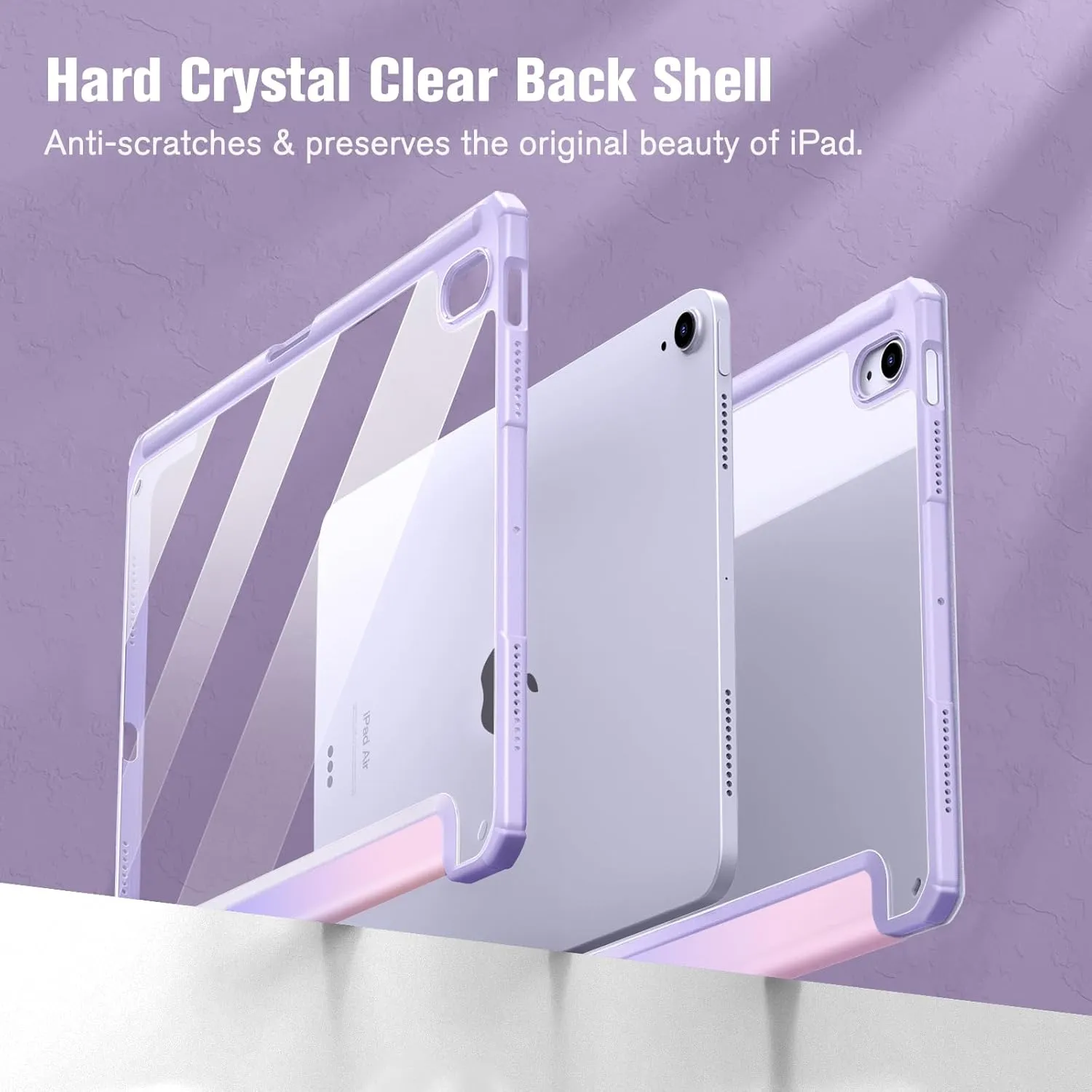 Fintie Hybrid Slim Case for iPad Air 11-inch M3 (2025) / M2 (2024), iPad Air 5th (2022) / 4th Generation (2020) 10.9 Inch - Shockproof Cover with Clear Back Shell & Pencil Holder, Fantasy Ombre