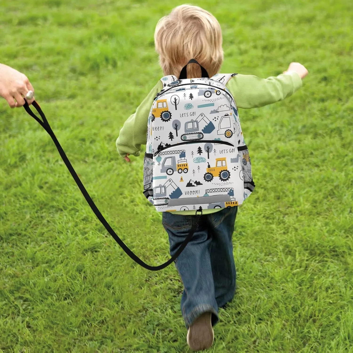 Fisyme Cute Truck Tractor Cars Backpack Schoolbag Kids Daypack Toddler Travel School Bag Small Mini Backpacks for Kindergarten Nursery Preschool Children Boys Girls with Chest Strap