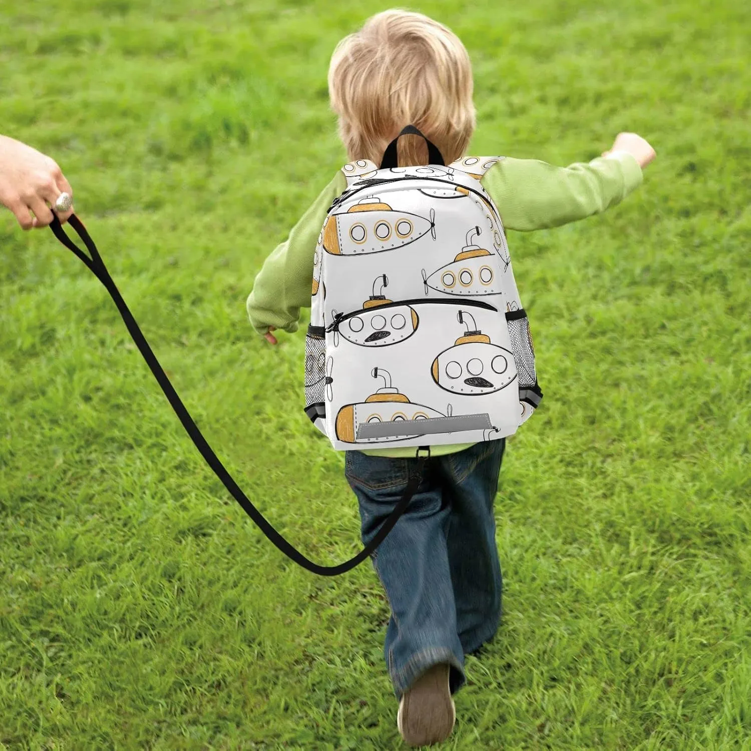 Fisyme Sea Submarines Ships Backpack Schoolbag Kids Daypack Toddler Travel School Bag Small Mini Backpacks for Kindergarten Preschool Nursery Children Boys Girls with Chest Strap