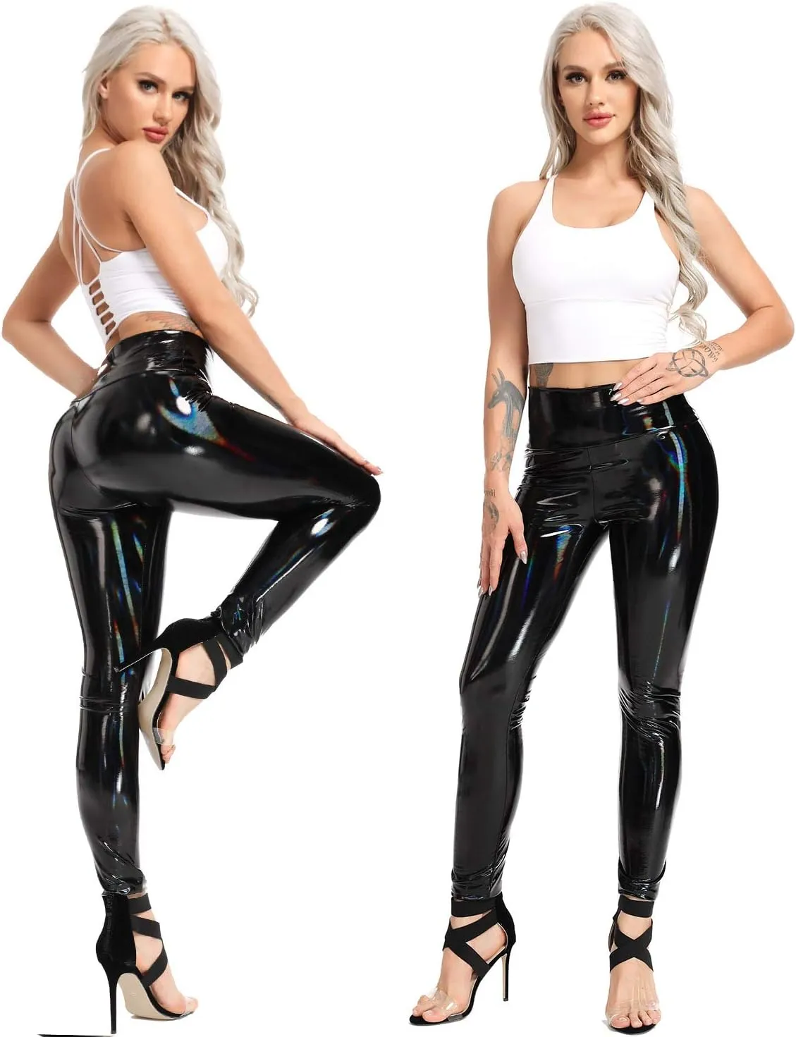 FITTOO Faux Leather Leggings PU Elastic Shaping Hip Push Up High Waist Butt Lift Sexy Pants for Women