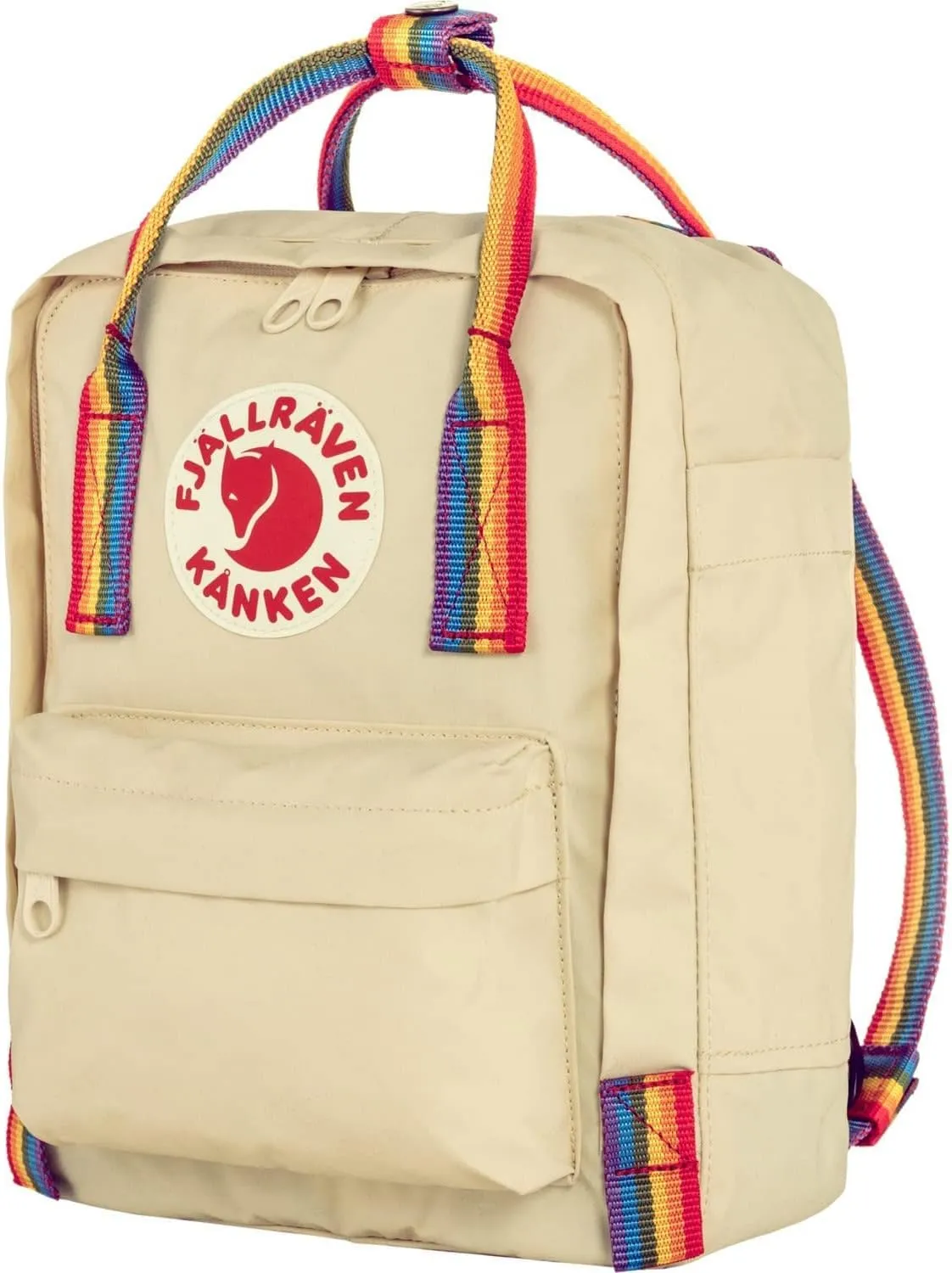 Fjällräven Kånken Rainbow Mini Backpack for Men, and Women - Durable Fabric with Adjustable Shoulder Straps, and Lightweight Backpack Light Oak/Rainbow Pattern One Size One Size