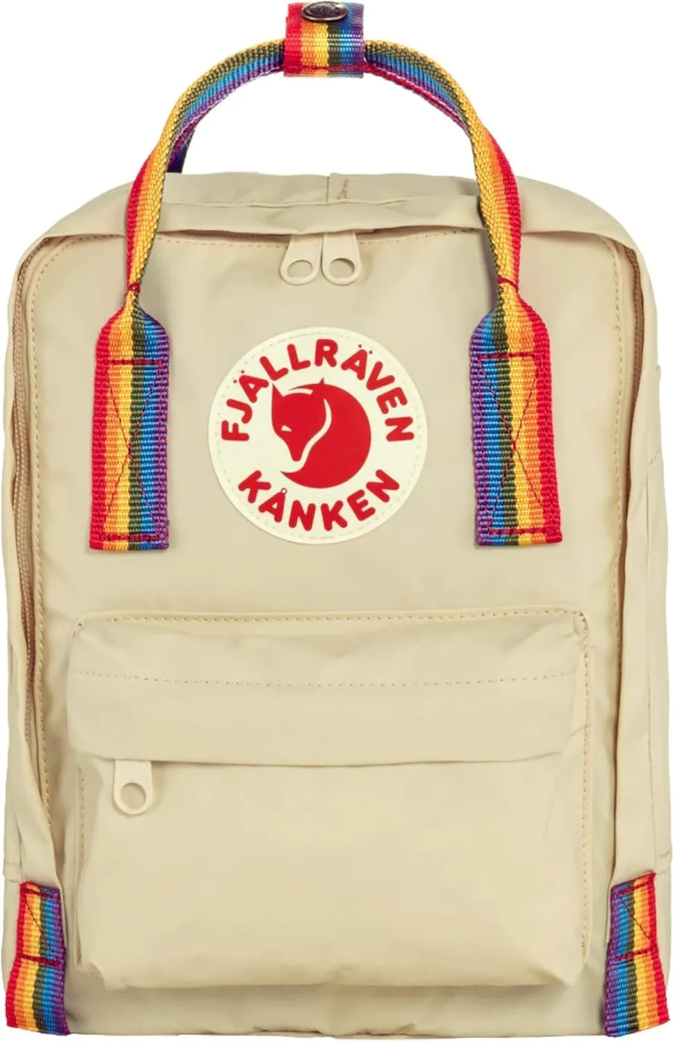 Fjällräven Kånken Rainbow Mini Backpack for Men, and Women - Durable Fabric with Adjustable Shoulder Straps, and Lightweight Backpack Light Oak/Rainbow Pattern One Size One Size