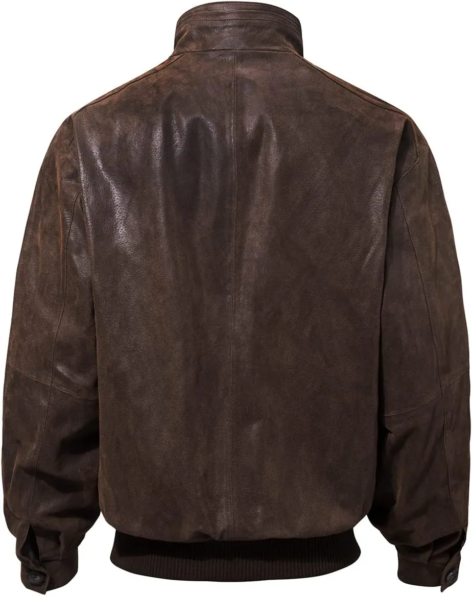 FLAVOR Men's Real Leather Bomber Casual Jacket