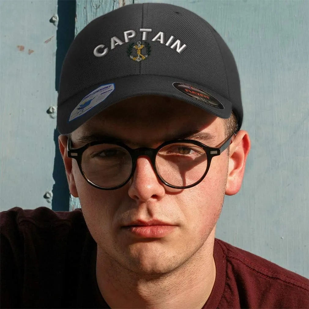 Flexfit Hats for Men & Women Captain Anchor Sailing Embroidery Dad Baseball Cap