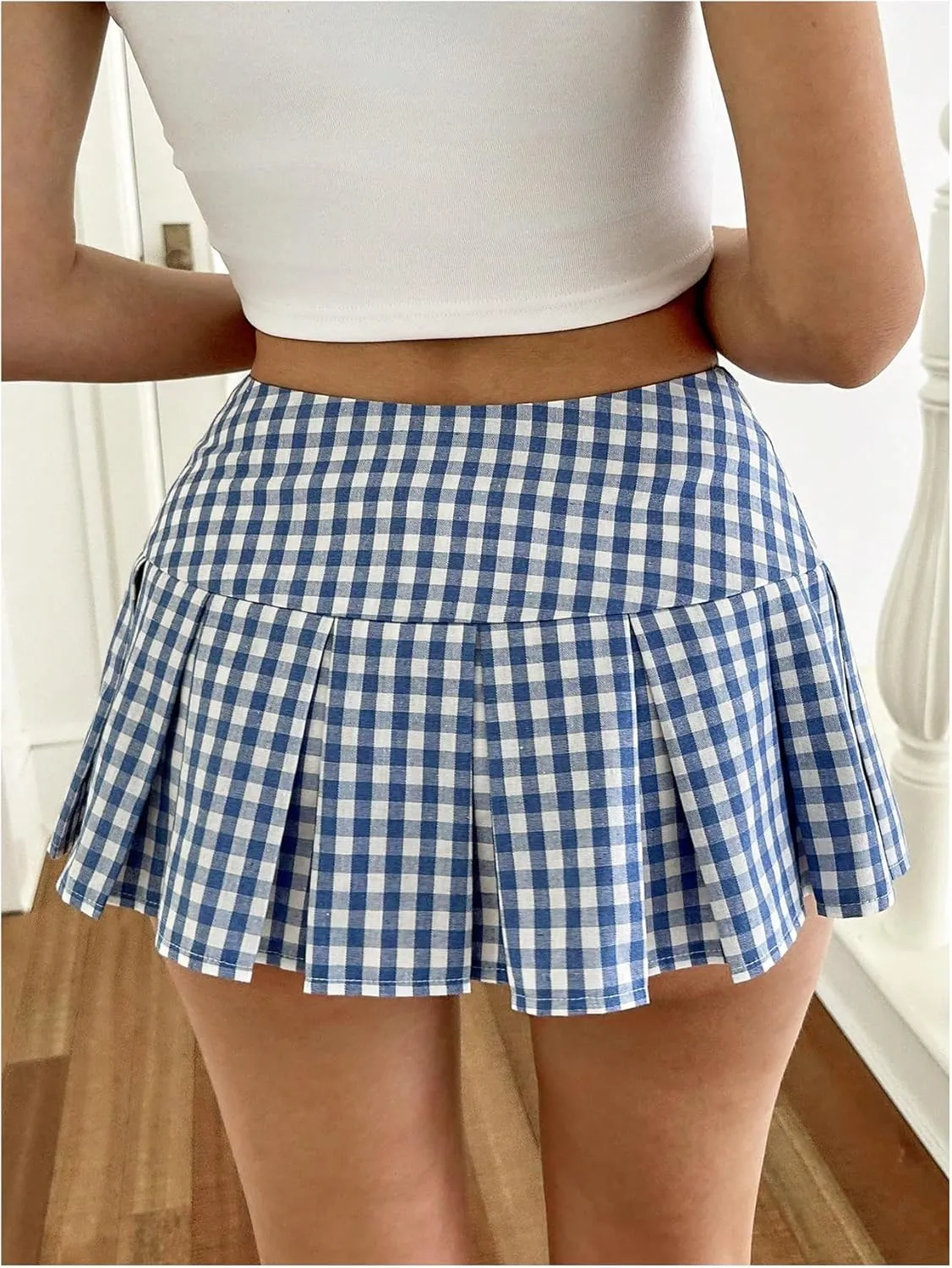 Floerns Women's Plaid Print Pleated Skirt Tartan School Uniform Mini Skirt