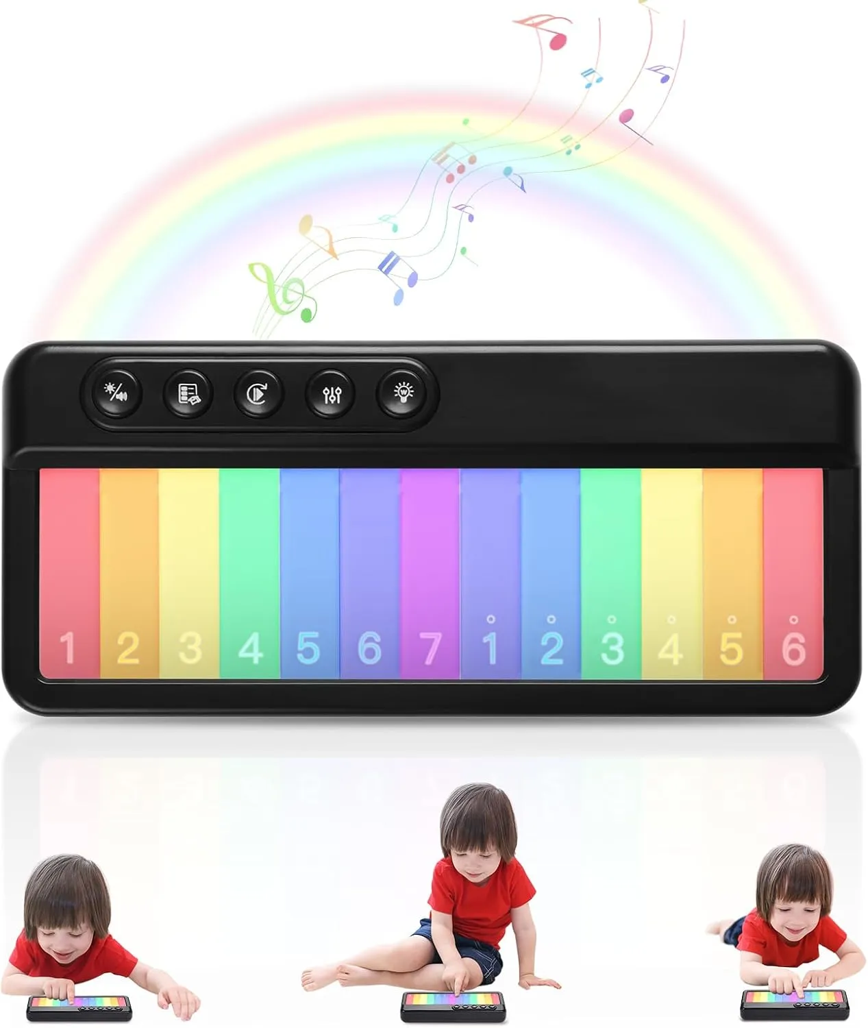 FOKI Toddlers Travel Toys, Light up Mini Kids Keyboard Pocket Piano Preschool Learning Musical Small Toddler Music Kindergarten Toys for Baby Girls Boys Birthday Gifts 1 to 5 Years Old