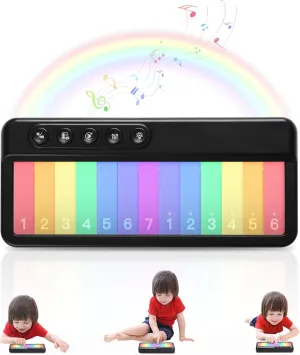 FOKI Toddlers Travel Toys, Light up Mini Kids Keyboard Pocket Piano Preschool Learning Musical Small Toddler Music Kindergarten Toys for Baby Girls Boys Birthday Gifts 1 to 5 Years Old