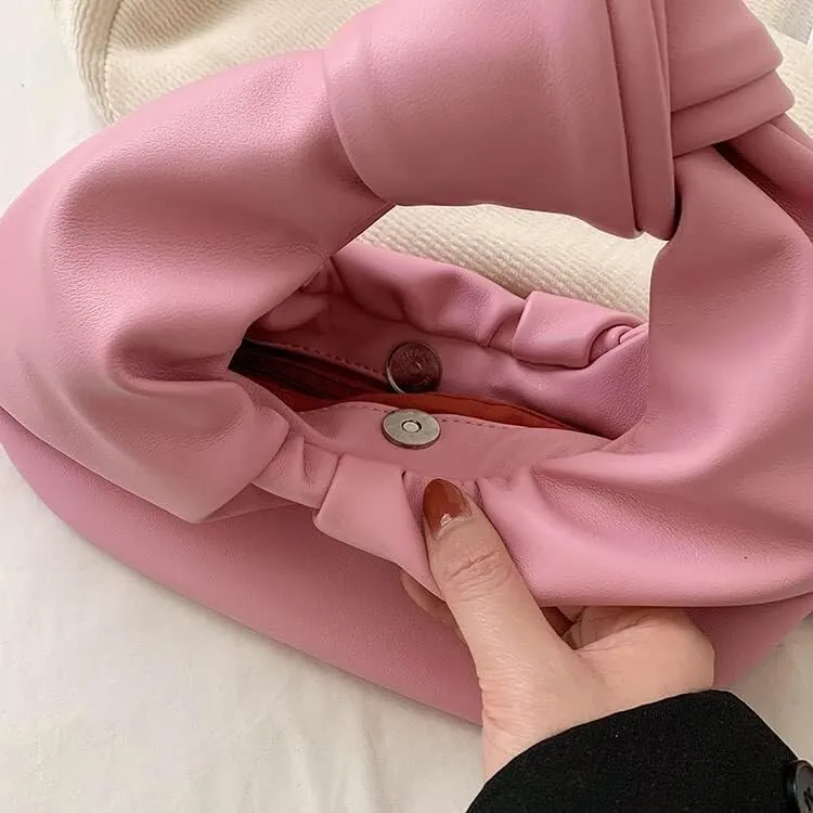 Fold Knot Design Cloud Bag Handbag Women's Dumpling Bun Tote Crossbody Bag