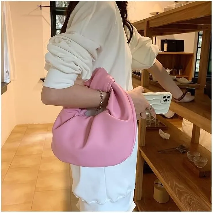 Fold Knot Design Cloud Bag Handbag Women's Dumpling Bun Tote Crossbody Bag
