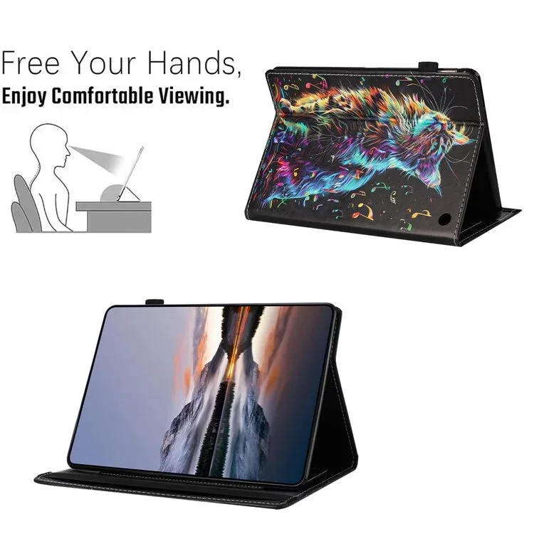 For Amazon Kindle Fire Max 11 2023 Case Pattern Leather Tablet Cover with Auto Sleep / Wake, Card Holder