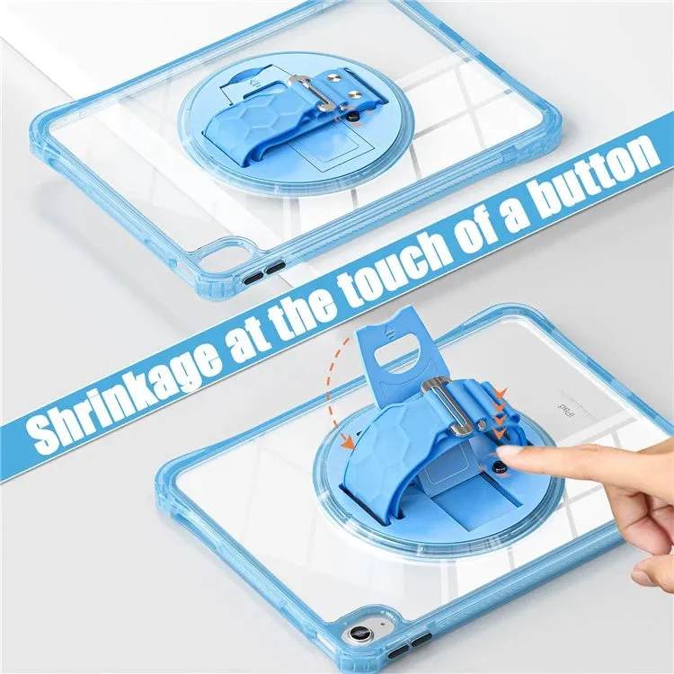 For iPad 10.9 (2022) Case Hand Strap Kickstand PC TPU Acrylic Clear Tablet Cover