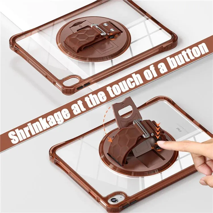 For iPad 10.9 (2022) Case Hand Strap Kickstand PC TPU Acrylic Clear Tablet Cover