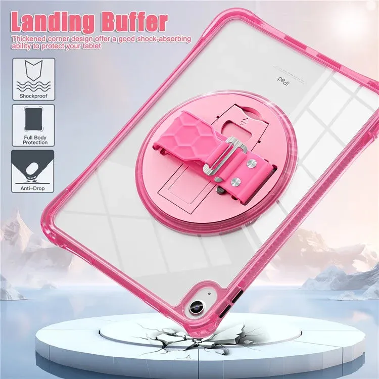 For iPad 10.9 (2022) Case Hand Strap Kickstand PC TPU Acrylic Clear Tablet Cover