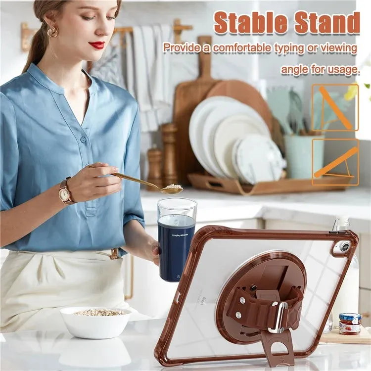 For iPad 10.9 (2022) Case Hand Strap Kickstand PC TPU Acrylic Clear Tablet Cover