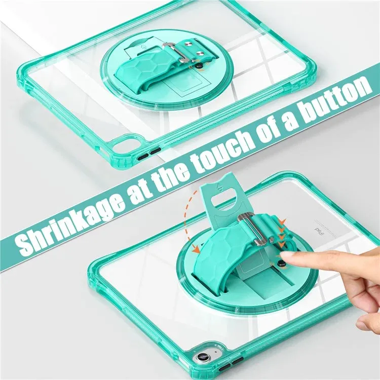 For iPad 10.9 (2022) Case Hand Strap Kickstand PC TPU Acrylic Clear Tablet Cover