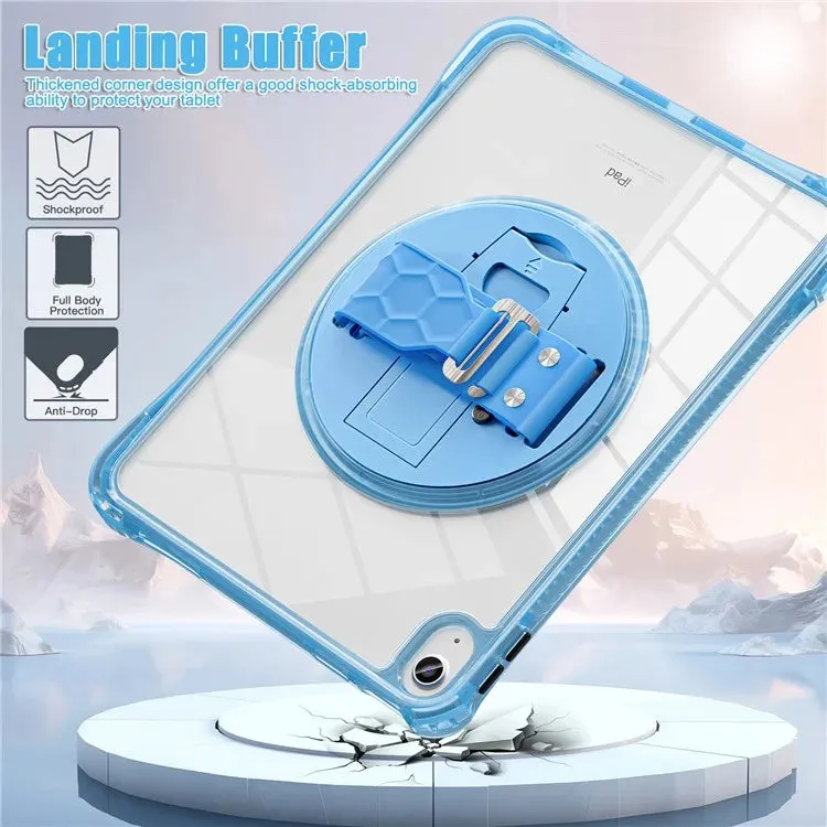 For iPad 10.9 (2022) Case Hand Strap Kickstand PC TPU Acrylic Clear Tablet Cover