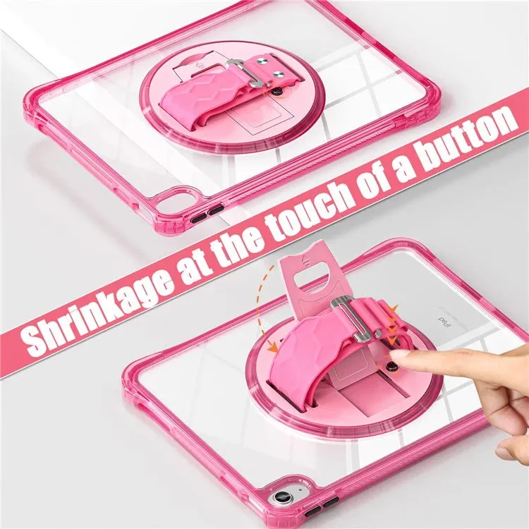 For iPad 10.9 (2022) Case Hand Strap Kickstand PC TPU Acrylic Clear Tablet Cover