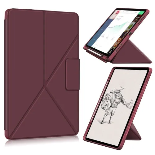 For iPad Pro 12.9 (2021) Cloth Texture Multi-folding Horizontal Flip PU Leather Shockproof Tablet