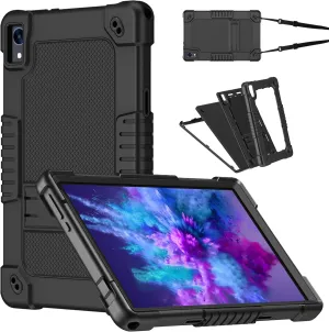 for Jeazans OC101/C107 10.1 inch Tablet Case,Case for Urao C107,Kids Shockproof with Stand Strap Hybrid Cover for ZOFYWNAS C107/HiGrace C107/Freeski C107 10.1 inch Tablet (Black)