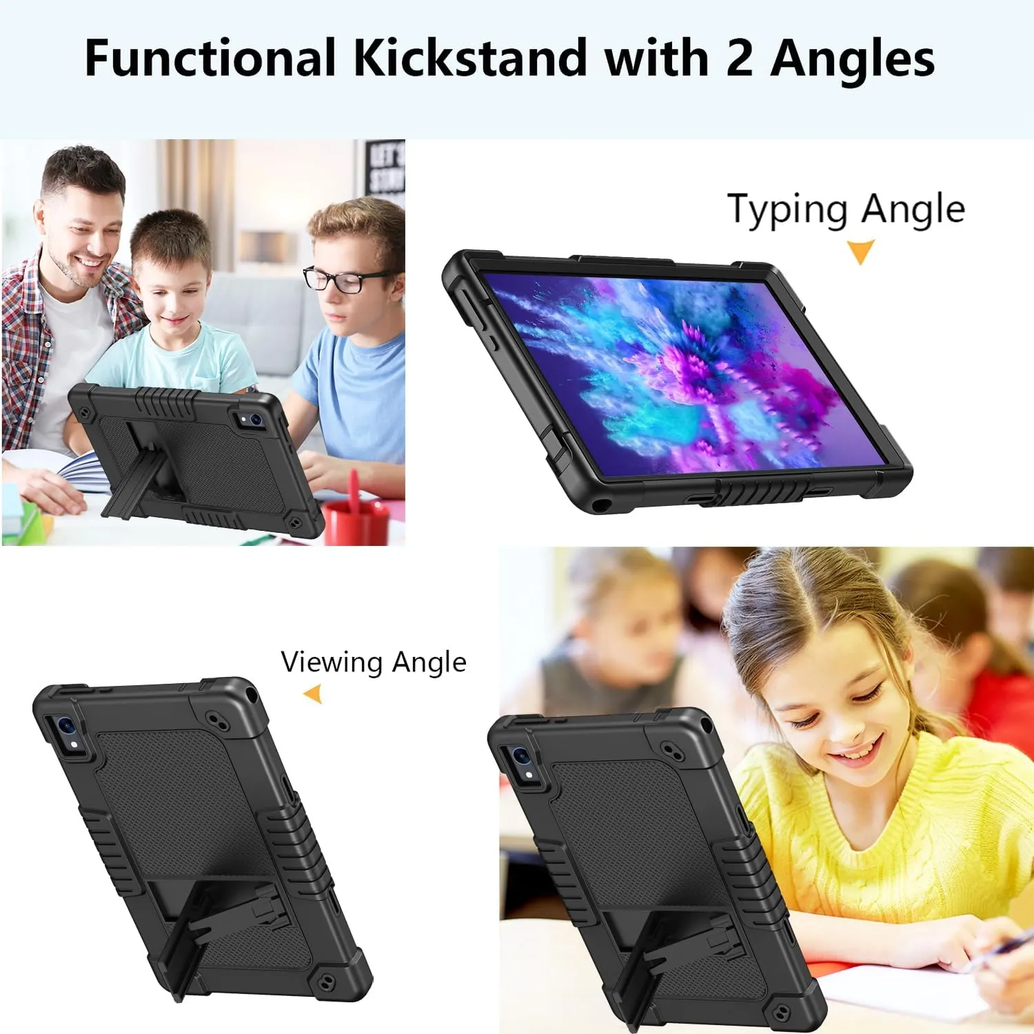 for Jeazans OC101/C107 10.1 inch Tablet Case,Case for Urao C107,Kids Shockproof with Stand Strap Hybrid Cover for ZOFYWNAS C107/HiGrace C107/Freeski C107 10.1 inch Tablet (Black)