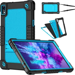for Jeazans OC101/C107 10.1 inch Tablet Case,Case for Urao C107,Kids Shockproof with Stand Strap Hybrid Cover for ZOFYWNAS C107/HiGrace C107/Freeski C107 10.1 inch Tablet (Black/Blue)