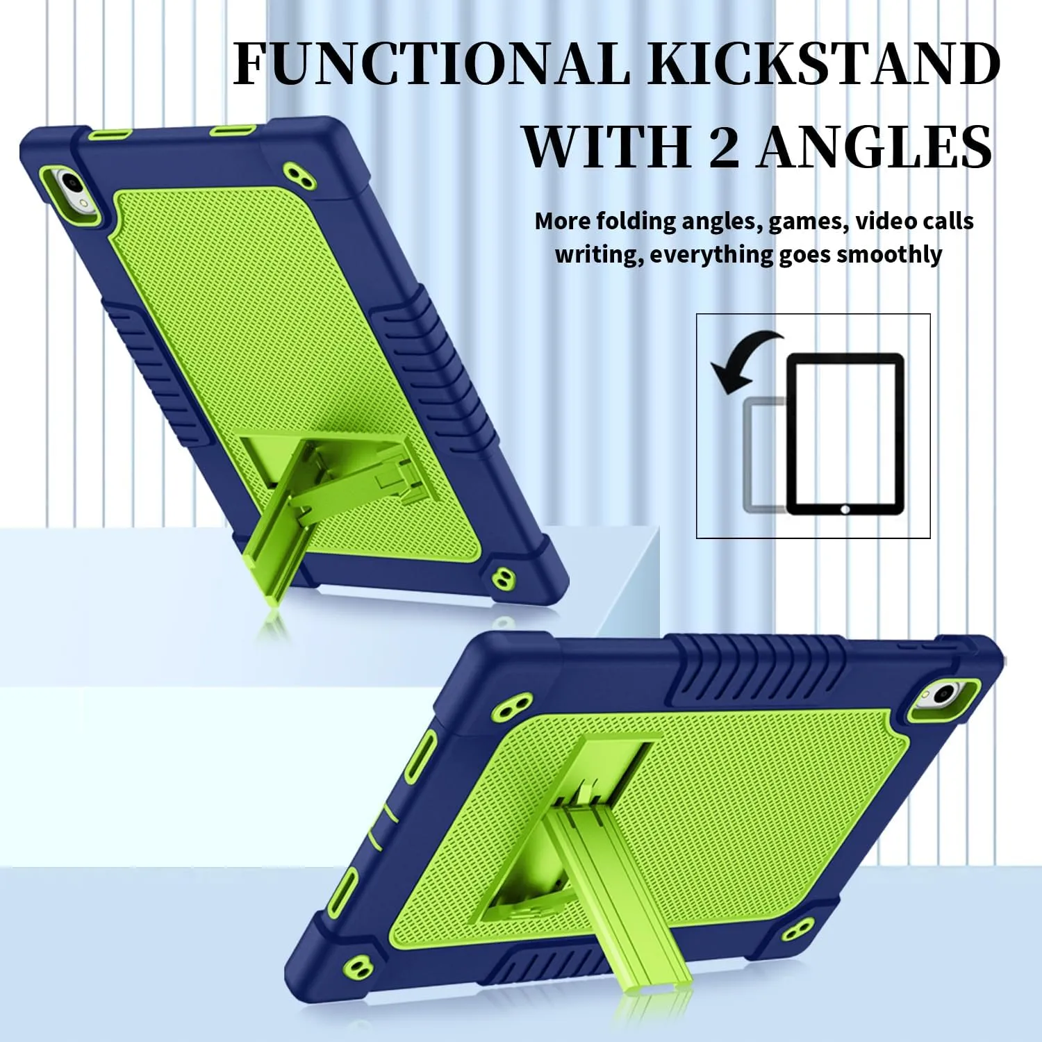 for Onn. 12.1 inch Tablet Pro 2024 Case,Case for Onn. 12.1" Tablet Pro 2024 Model:100146663,Kids Shockproof with Stand Strap Cover (Navy/Green)