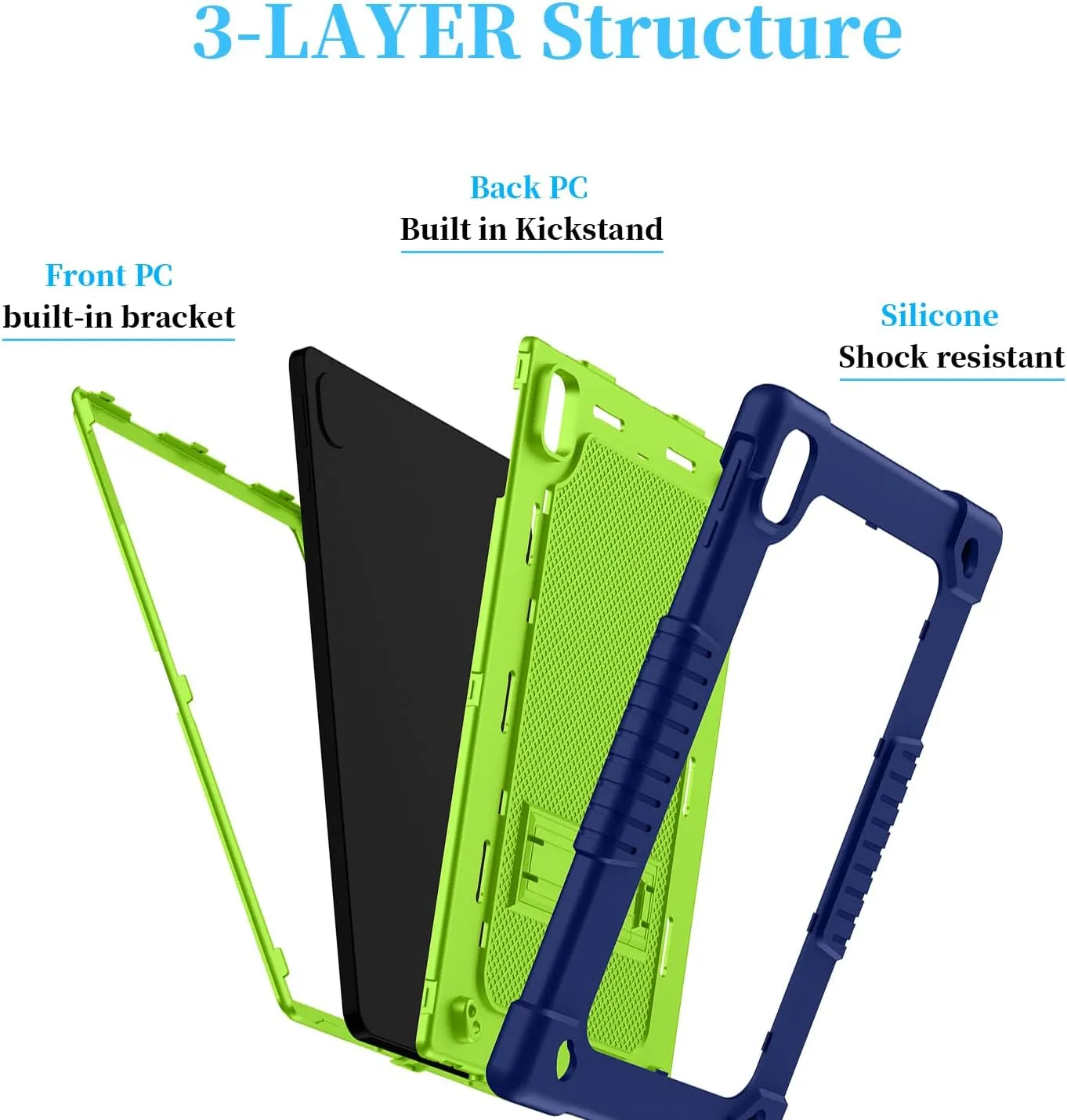 for Onn. 12.1 inch Tablet Pro 2024 Case,Case for Onn. 12.1" Tablet Pro 2024 Model:100146663,Kids Shockproof with Stand Strap Cover (Navy/Green)