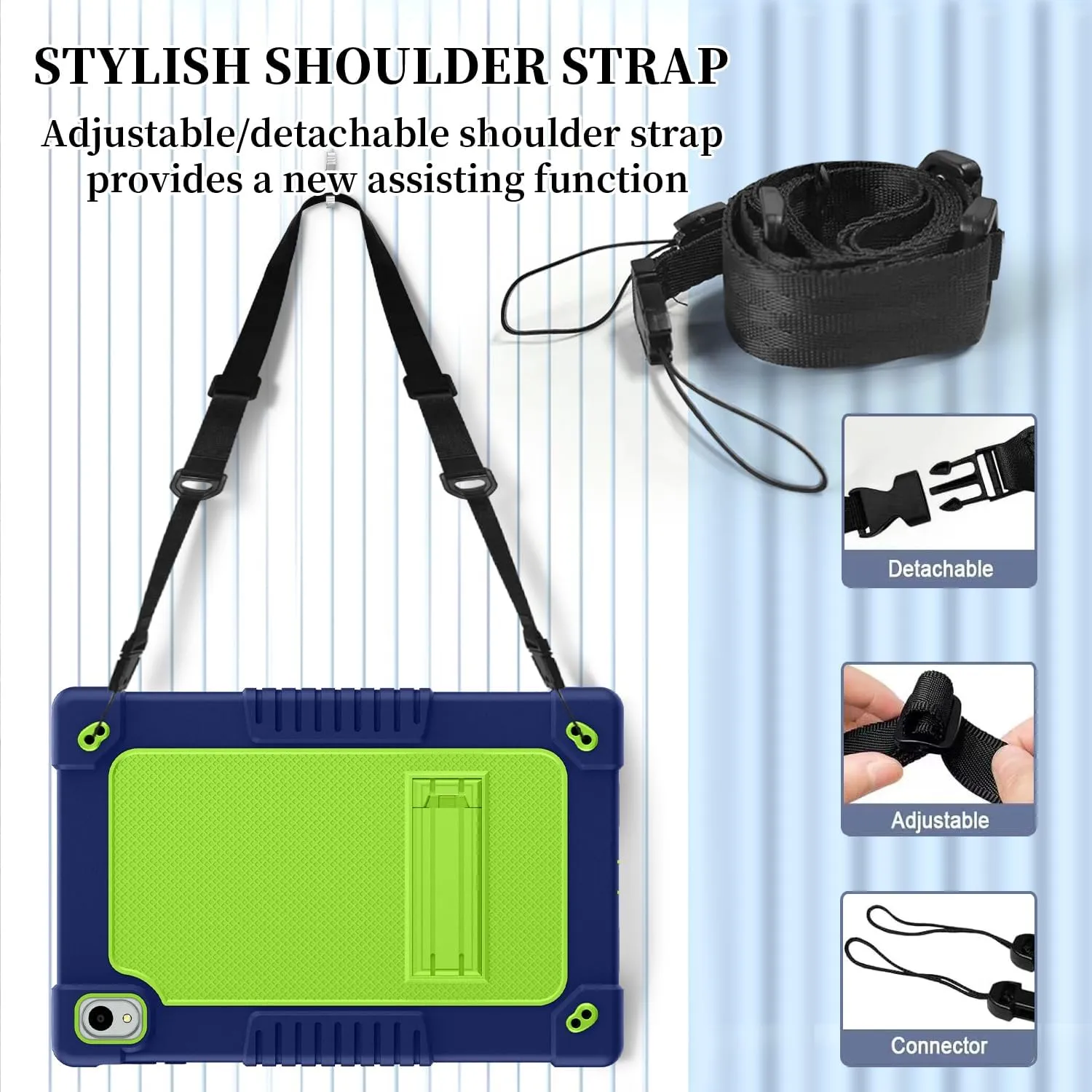 for Onn. 12.1 inch Tablet Pro 2024 Case,Case for Onn. 12.1" Tablet Pro 2024 Model:100146663,Kids Shockproof with Stand Strap Cover (Navy/Green)