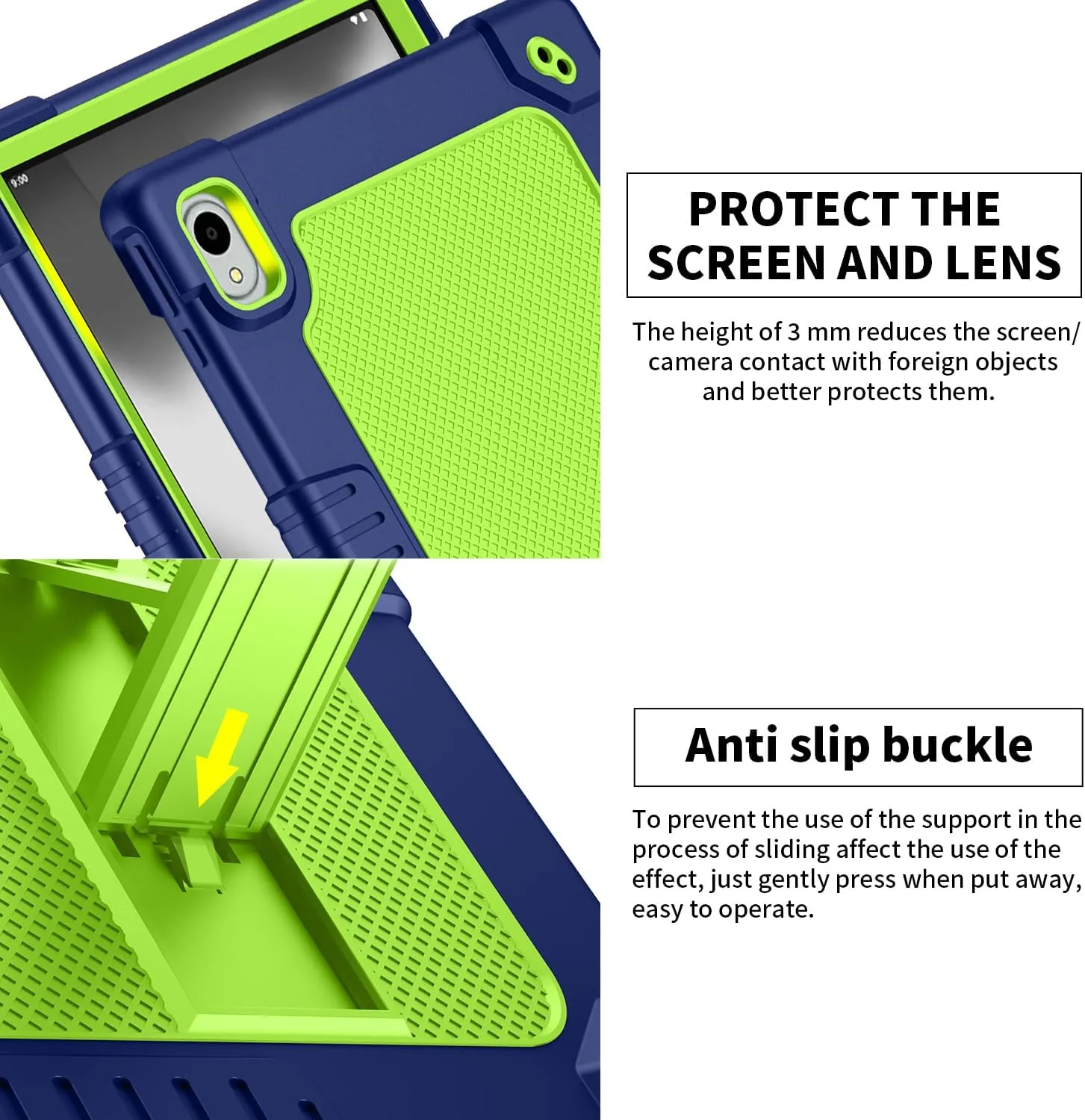 for Onn. 12.1 inch Tablet Pro 2024 Case,Case for Onn. 12.1" Tablet Pro 2024 Model:100146663,Kids Shockproof with Stand Strap Cover (Navy/Green)