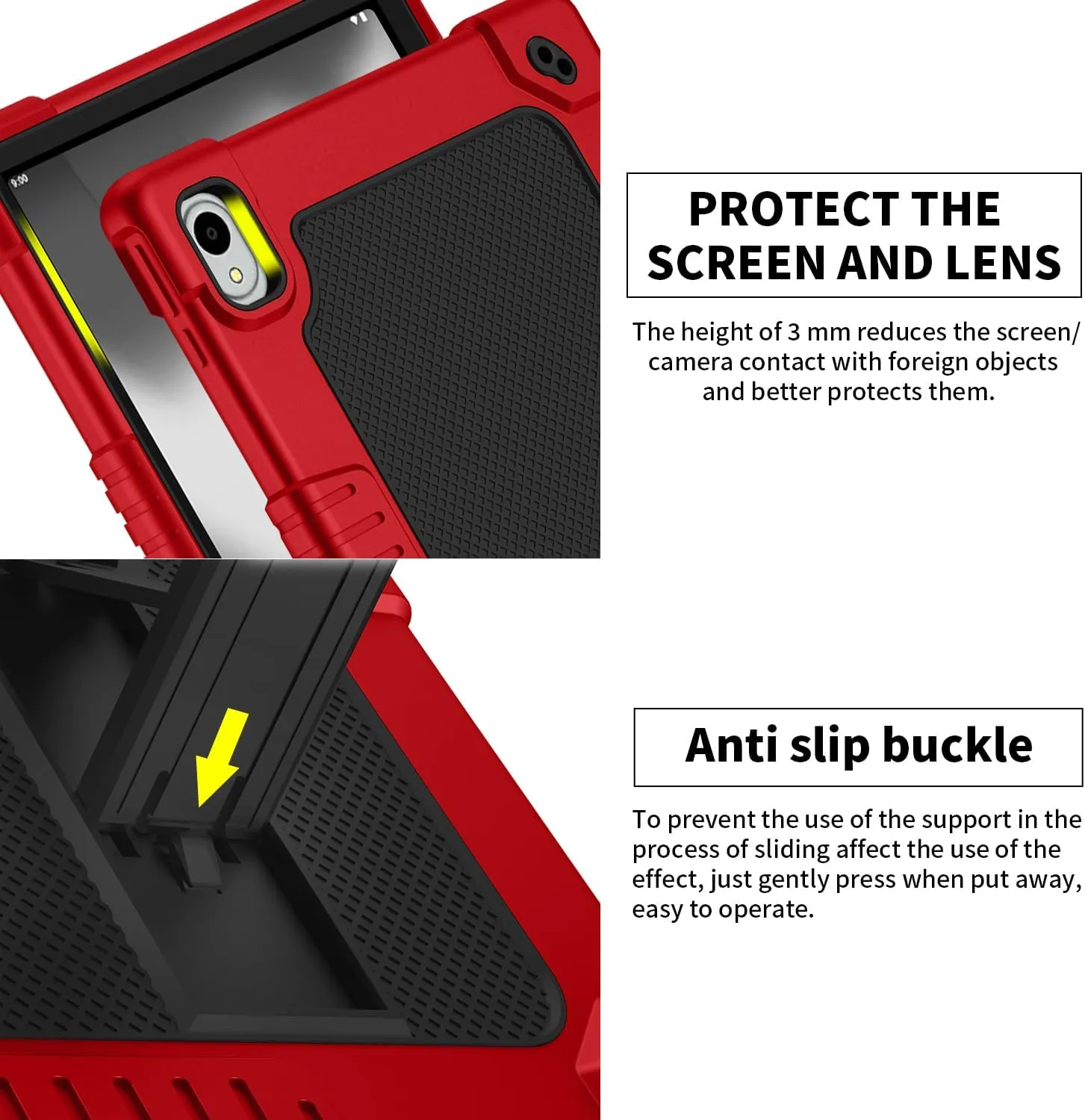 for Onn. 12.1 inch Tablet Pro 2024 Case,Case for Onn. 12.1" Tablet Pro 2024 Model:100146663,Kids Shockproof with Stand Strap Cover (Red/Black)