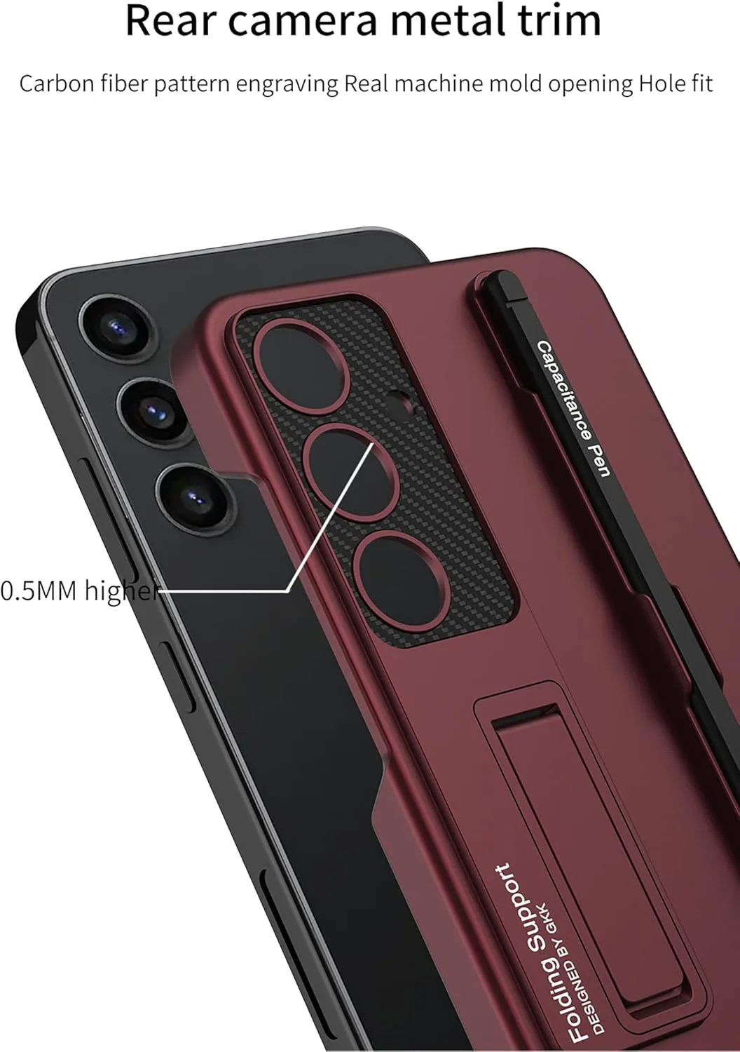 for Samsung Galaxy S24 Plus Case with Pen and Adjustable Kickstand,Anti-Shock,Support Wireless Charging Slim Texture Case.(Green)