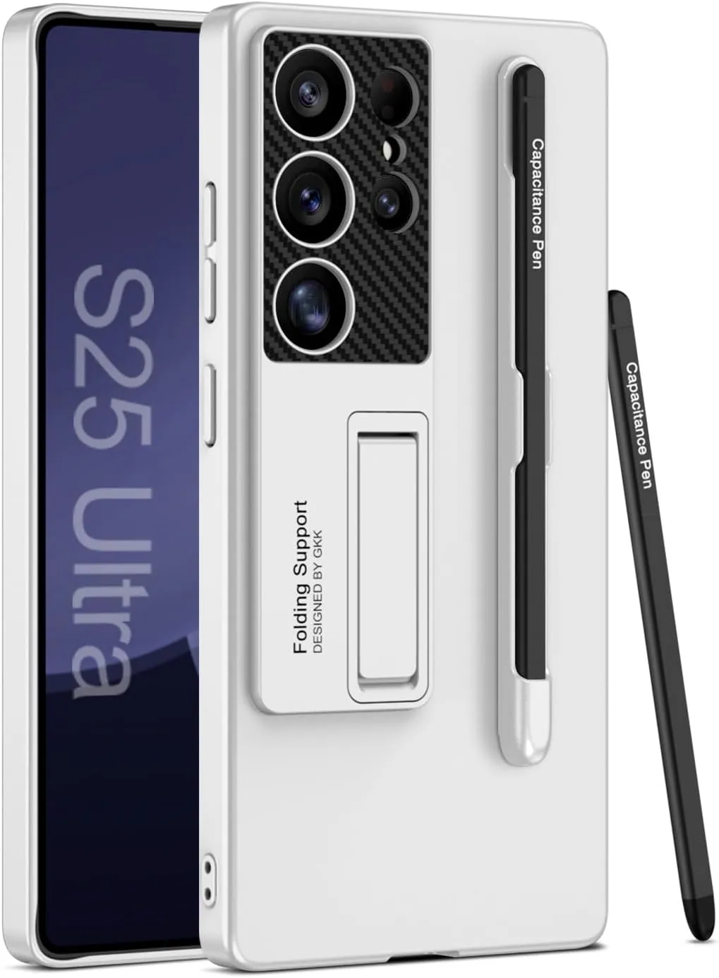 for Samsung Galaxy S25 Ultra Case with Pen and Adjustable Kickstand,Anti-Shock,Support Wireless Charging Slim Texture Case.(Sliver)