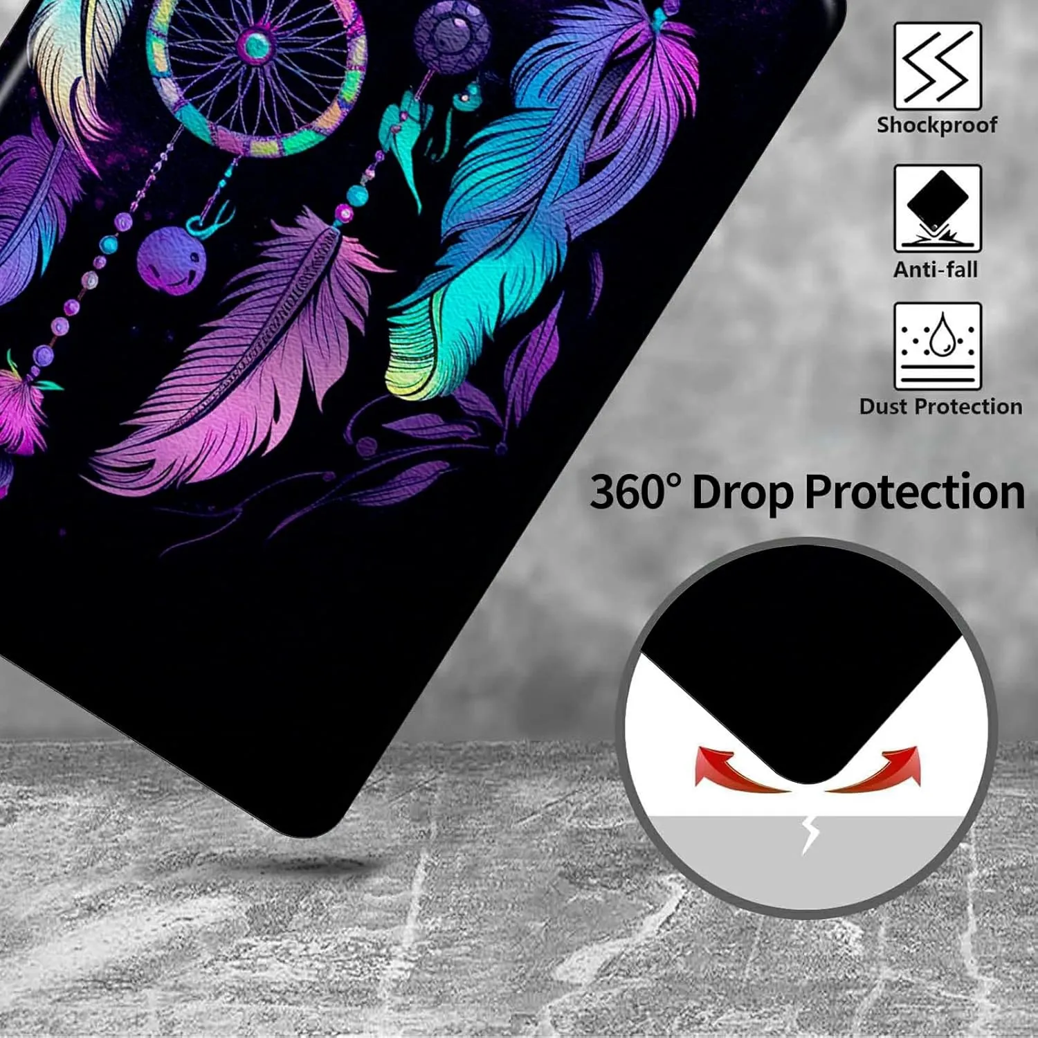 for Samsung Galaxy Tab S6 Lite 10.4 inch 2024/2022 (SM-P613/P619)/2020 (SM-P610/P615) Case,BEOTIWAD 360 Degree Rotating Folding Stand Protective Cover with Auto Sleep/Wake,Rainbow Dream Catcher