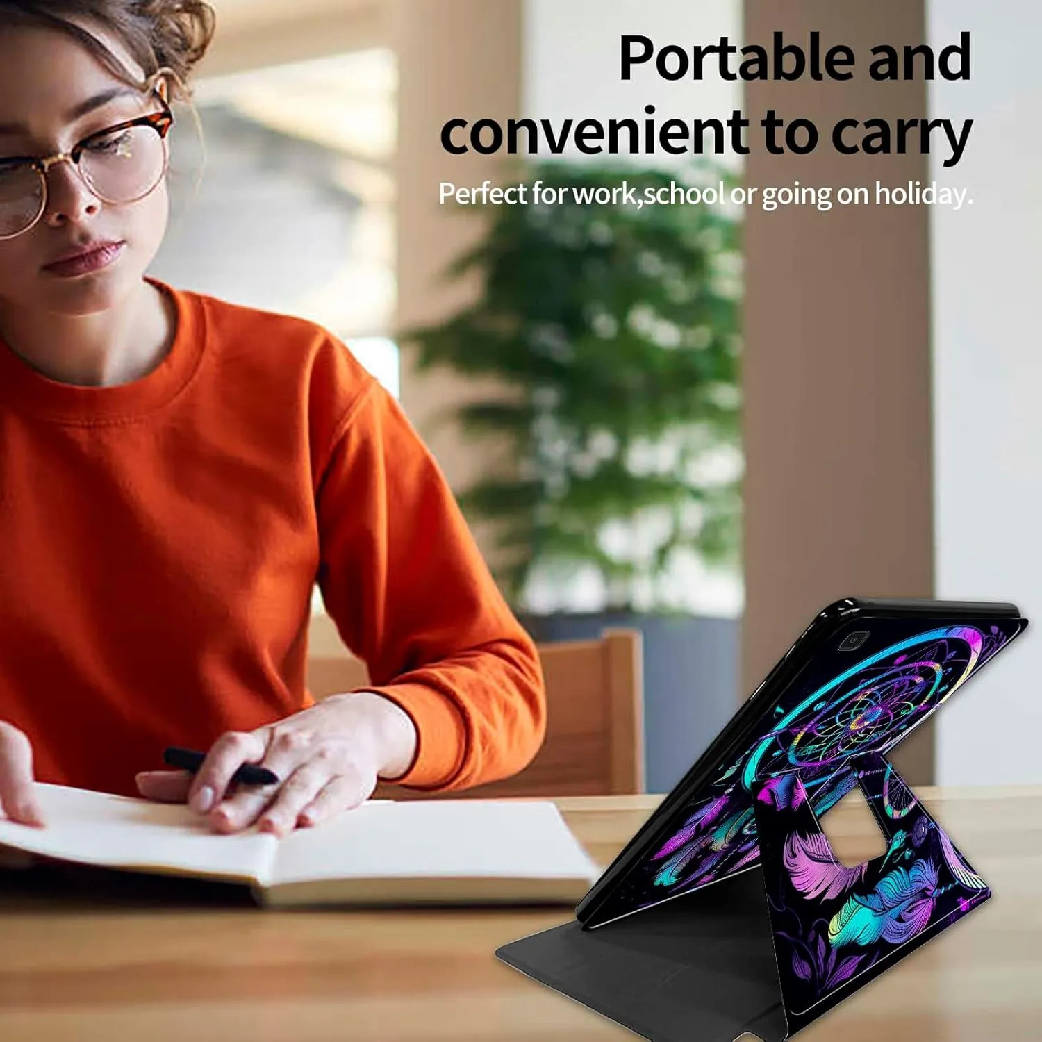for Samsung Galaxy Tab S6 Lite 10.4 inch 2024/2022 (SM-P613/P619)/2020 (SM-P610/P615) Case,BEOTIWAD 360 Degree Rotating Folding Stand Protective Cover with Auto Sleep/Wake,Rainbow Dream Catcher