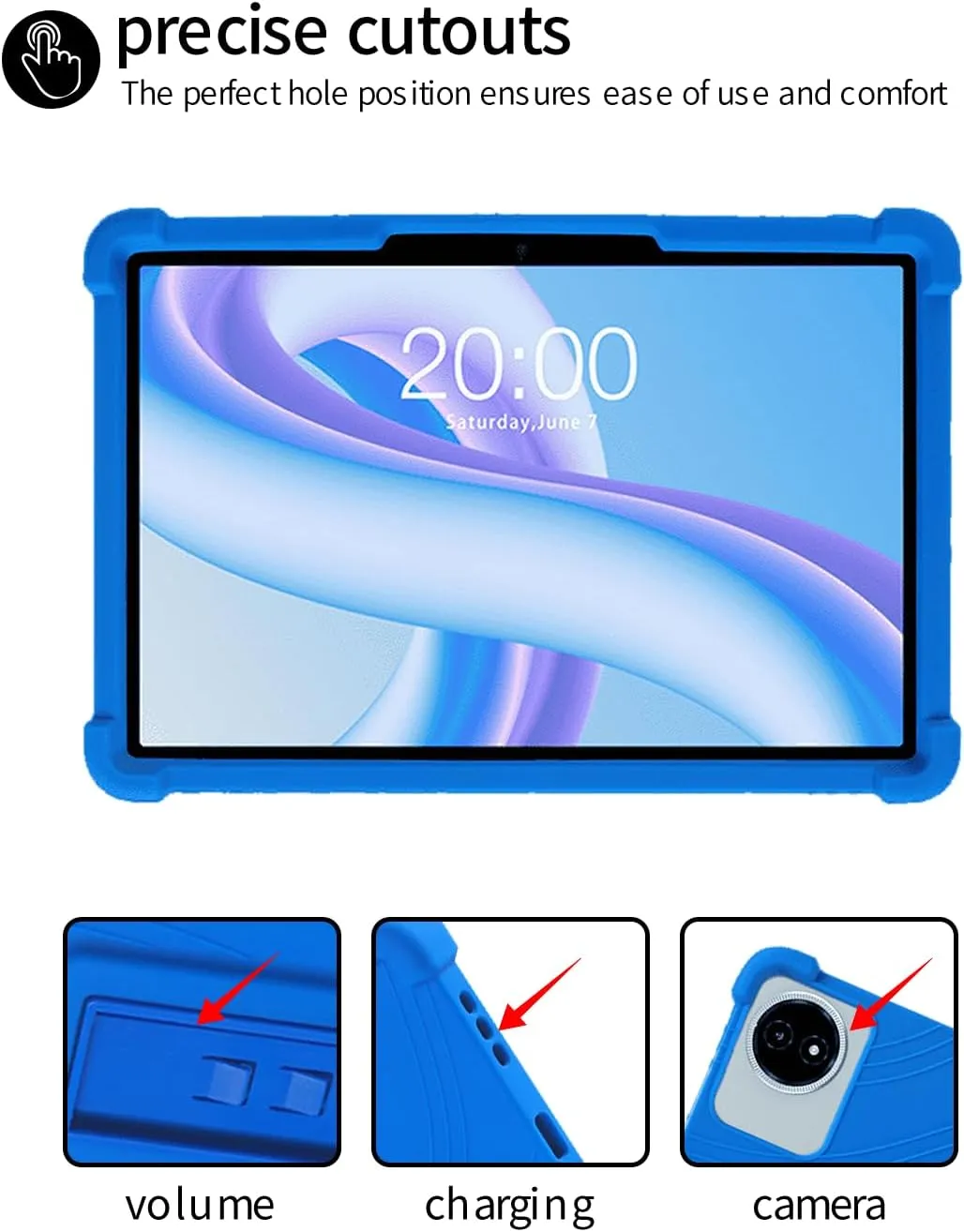for TECLAST M50 Plus Tablet 10.1 Inch Android 14 Tablets Case,BOVUGAC Soft Silicone Adjustable Stand Shockproof Kids Friendly for TECLAST M50 Plus 10"(Blue)