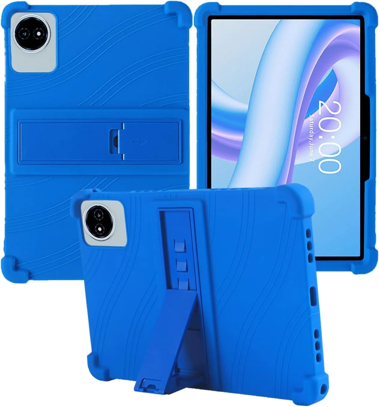for TECLAST M50 Plus Tablet 10.1 Inch Android 14 Tablets Case,BOVUGAC Soft Silicone Adjustable Stand Shockproof Kids Friendly for TECLAST M50 Plus 10"(Blue)