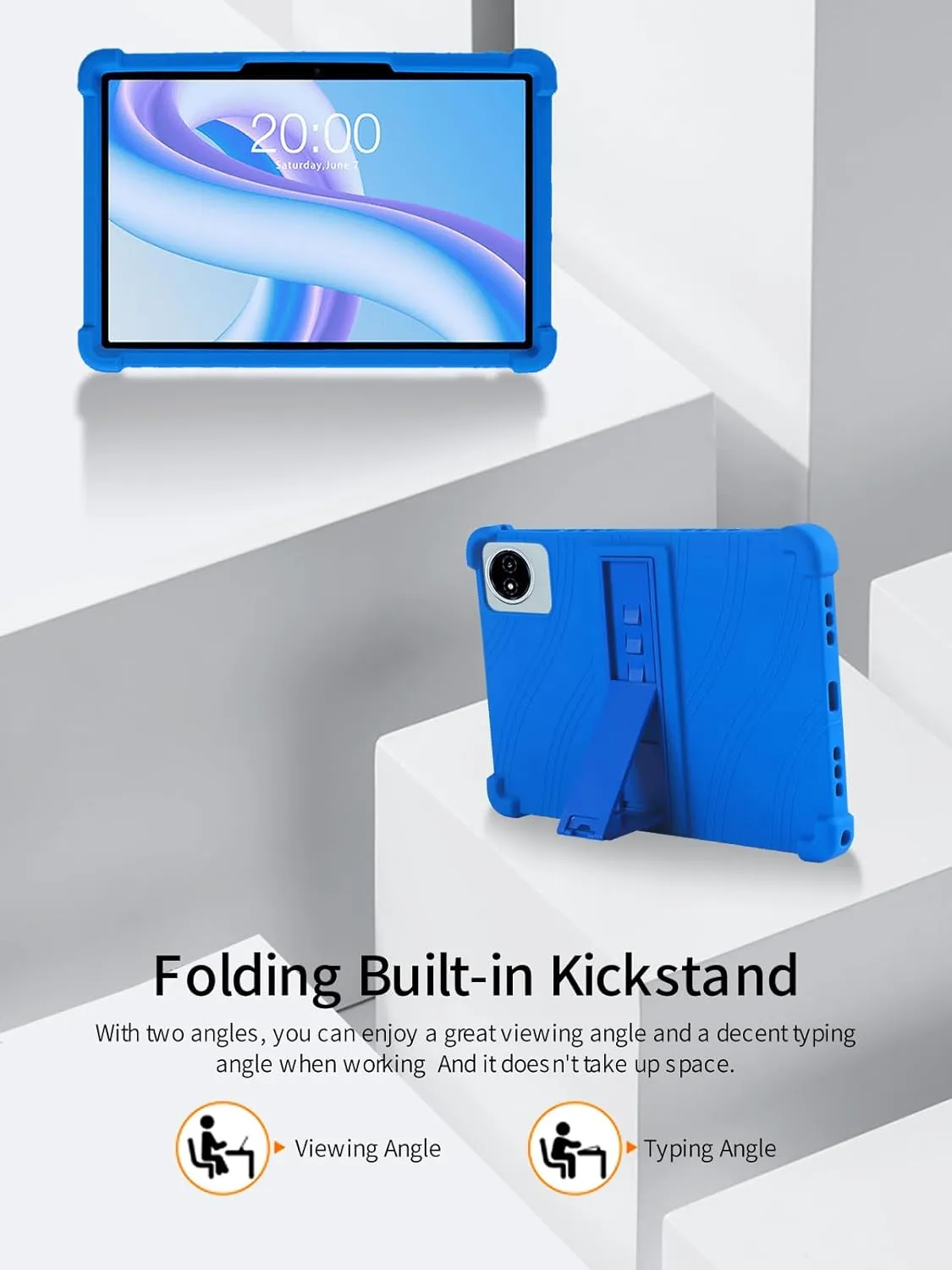 for TECLAST M50 Plus Tablet 10.1 Inch Android 14 Tablets Case,BOVUGAC Soft Silicone Adjustable Stand Shockproof Kids Friendly for TECLAST M50 Plus 10"(Blue)