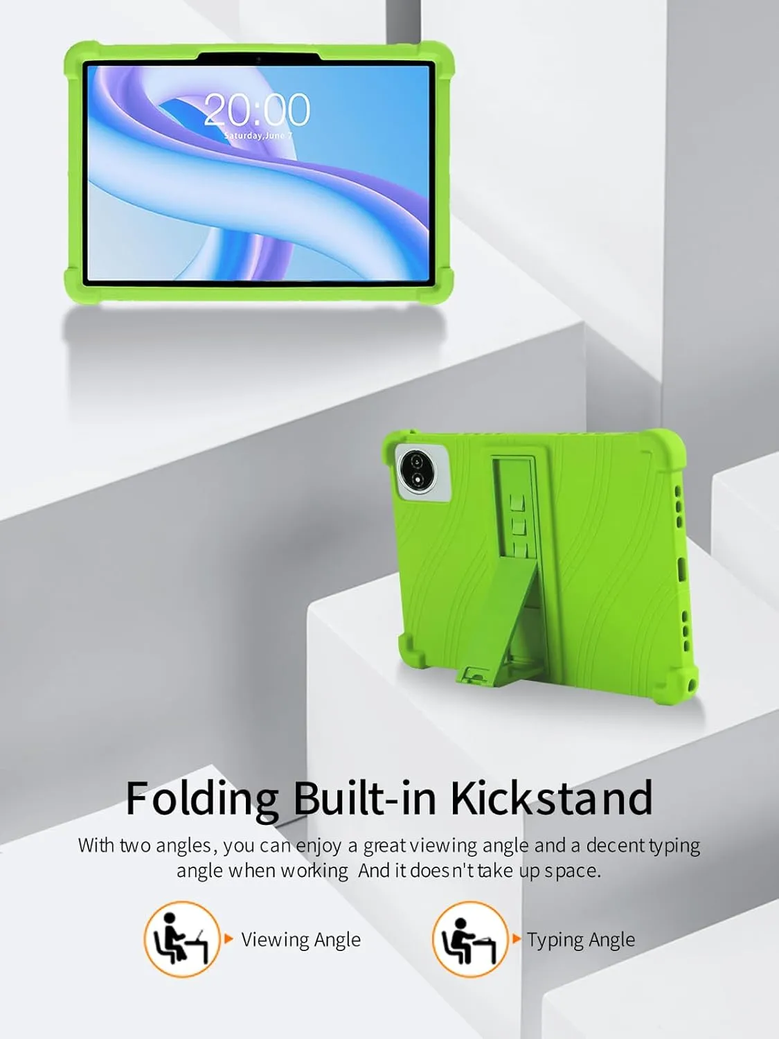 for TECLAST M50 Plus Tablet 10.1 Inch Android 14 Tablets Case,BOVUGAC Soft Silicone Adjustable Stand Shockproof Kids Friendly for TECLAST M50 Plus 10"(Green)