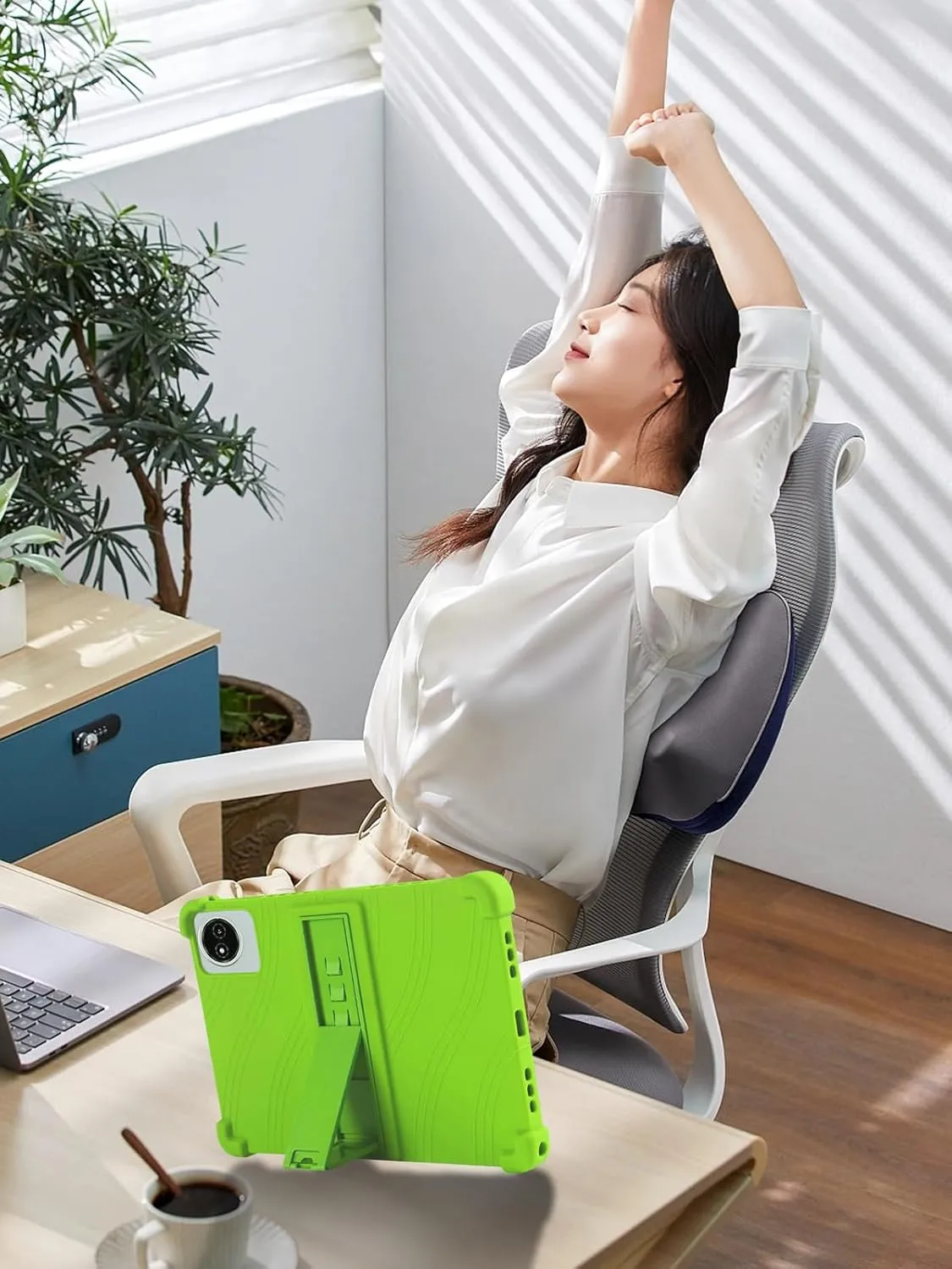 for TECLAST M50 Plus Tablet 10.1 Inch Android 14 Tablets Case,BOVUGAC Soft Silicone Adjustable Stand Shockproof Kids Friendly for TECLAST M50 Plus 10"(Green)