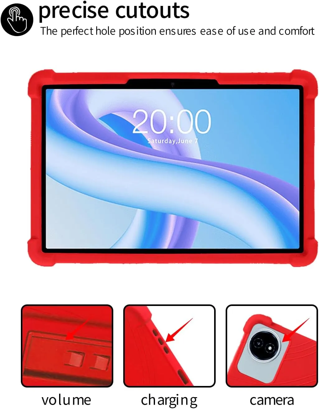 for TECLAST M50 Plus Tablet 10.1 Inch Android 14 Tablets Case,BOVUGAC Soft Silicone Adjustable Stand Shockproof Kids Friendly for TECLAST M50 Plus 10"(Red)