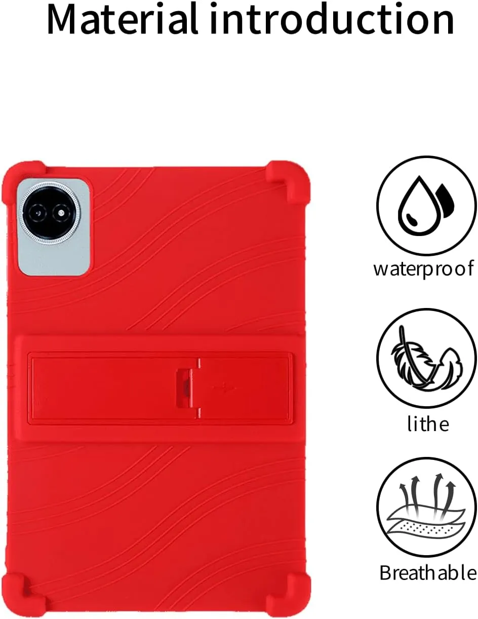 for TECLAST M50 Plus Tablet 10.1 Inch Android 14 Tablets Case,BOVUGAC Soft Silicone Adjustable Stand Shockproof Kids Friendly for TECLAST M50 Plus 10"(Red)