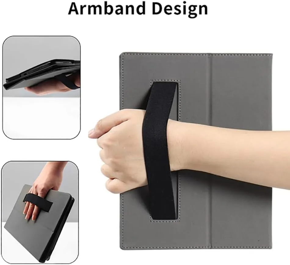 for TECLAST P30 / for TECLAST P30T 10.1 inch 2023 Case Ultra Slim Lightweight Hard Back Case with Kickstand Hand Strap Cover with Magnetic Closure Support Auto Sleep/Wake (Black)
