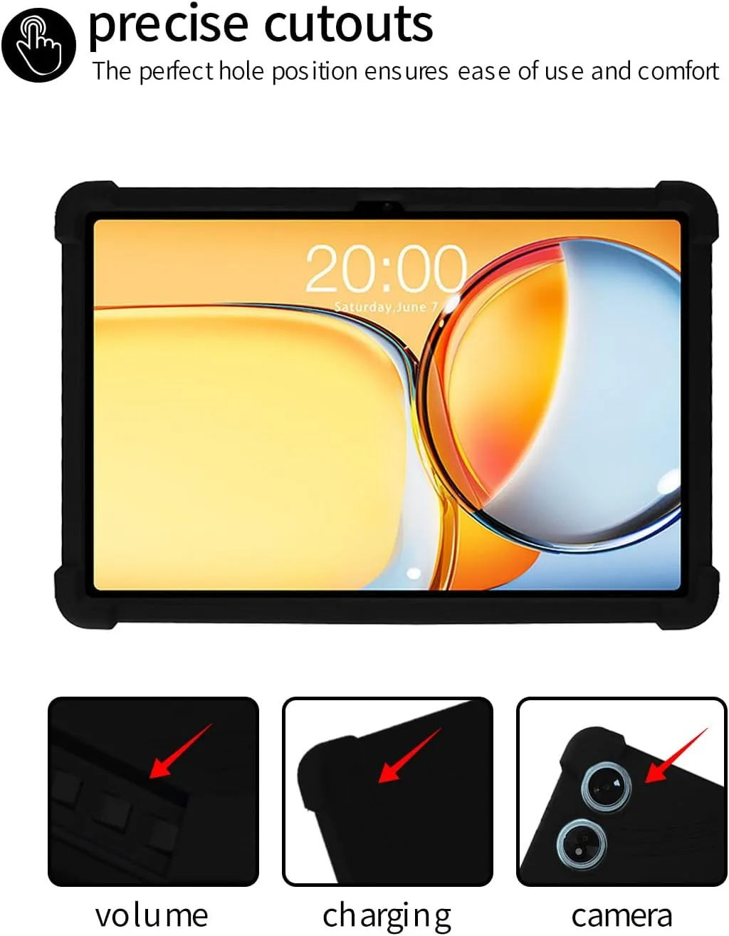 for Teclast P50 AI Tablet 11 Inch Android Tablets Case,BOVUGAC Soft Silicone Adjustable Stand Shockproof Kids Friendly for Teclast P50 AI Tablets(Black)