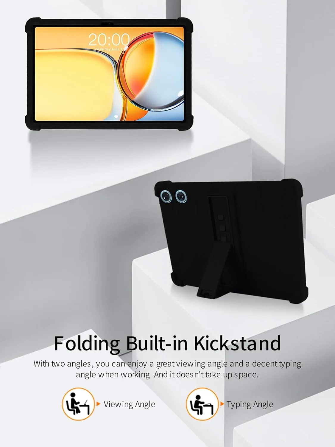 for Teclast P50 AI Tablet 11 Inch Android Tablets Case,BOVUGAC Soft Silicone Adjustable Stand Shockproof Kids Friendly for Teclast P50 AI Tablets(Black)