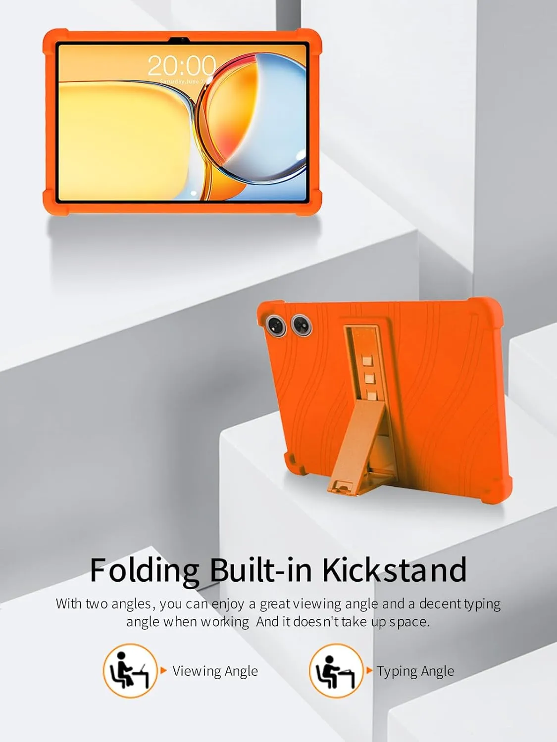 for Teclast P50 AI Tablet 11 Inch Android Tablets Case,BOVUGAC Soft Silicone Adjustable Stand Shockproof Kids Friendly for Teclast P50 AI Tablets(Orange)