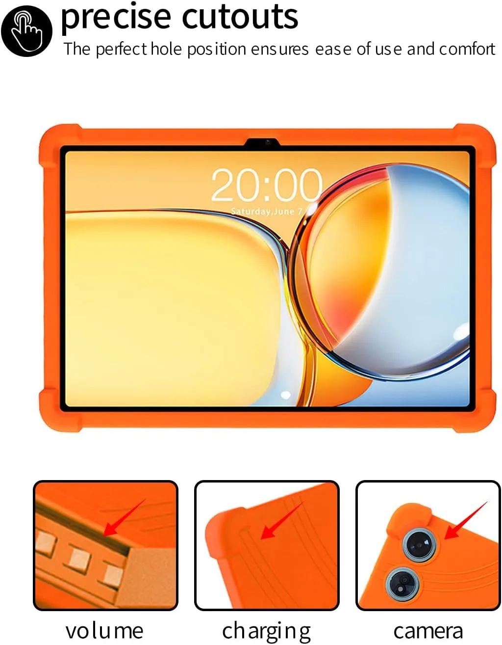 for Teclast P50 AI Tablet 11 Inch Android Tablets Case,BOVUGAC Soft Silicone Adjustable Stand Shockproof Kids Friendly for Teclast P50 AI Tablets(Orange)