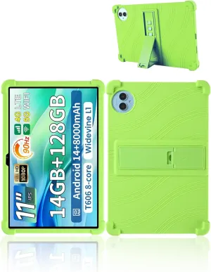 for TECLAST P50 Android 14 Tablet 11 inch Tablets 2024 New Model Case,Soft Silicone Adjustable Stand Cover Lightweight Kids Friendly,Green.